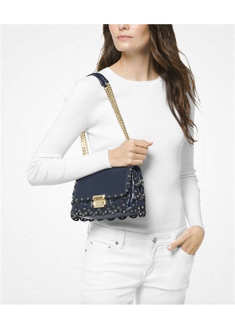 michael michael kors small sloan scalloped leather shoulder bag|michael kors sloan crossbody.